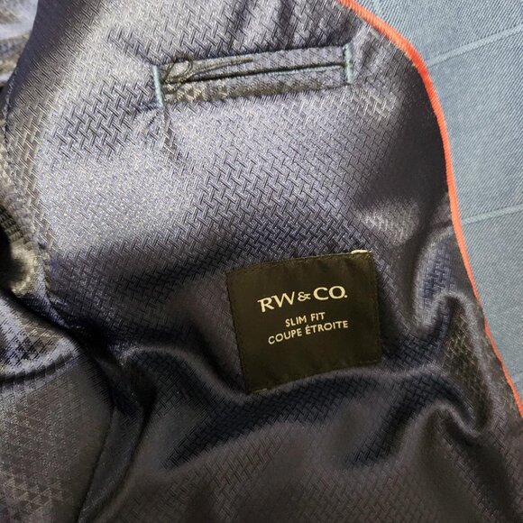 Mens Blue Check RW-CO Slim Fit Blazer - Picture 2 of 3